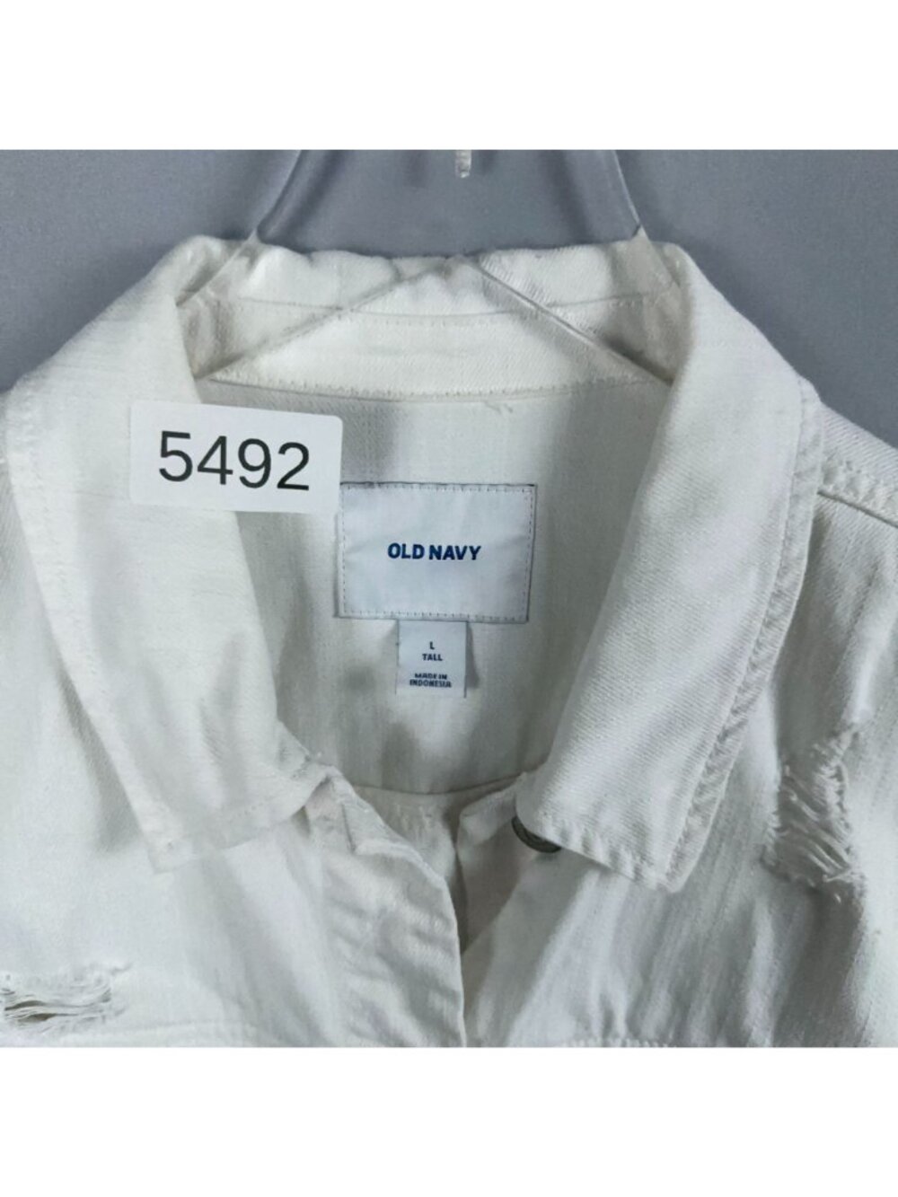 Old Navy Tucker Jacket Size Large Tall White 100% Cotton Button-Front - Picture 14 of 14